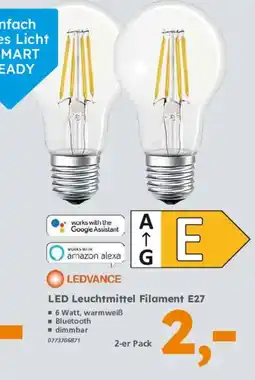 Globus Baumarkt LEDVANCE LED Leuchtmittel Filament E27 Angebot