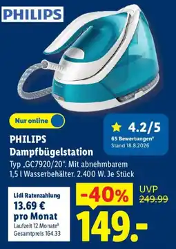 Lidl PHILIPS Dampfbügelstation Angebot