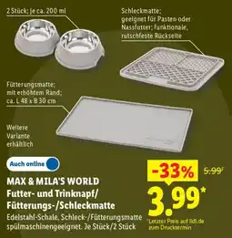 Lidl MAX & MILA'S WORLD Futter- und Trinknapf/Fütterungs-/Schleckmatte Angebot