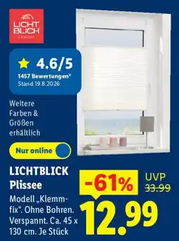Lidl LICHTBLICK Plissee Angebot