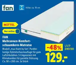 Lidl FAN Mehrzonen-Komfort-schaumkern-Matratze Angebot