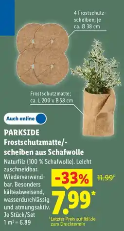 Lidl PARKSIDE Frostschutzmatte/-scheiben aus Schafwolle Angebot