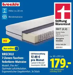 Lidl BRECKLE 7-Zonen-Taschen-federkern-Matratze Angebot
