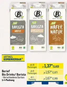 METRO Berief Bio Drinks/Barista Angebot