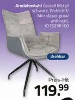 ROLLER Armlehnstuhl Gestell Metall schwarz, Webstoff/Microfaser grau/anthrazit Angebot