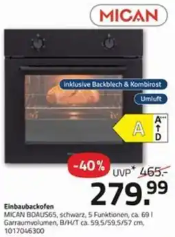 ROLLER Einbaubackofen MICAN Angebot