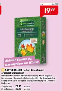 Raiffeisen Markt GÄRTNERGLÜCK Herbst-Rasendünger organisch-mineralisch Angebot
