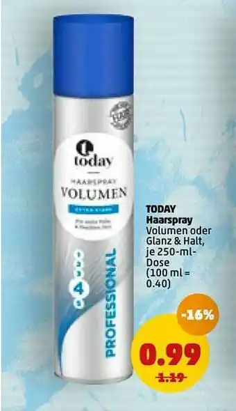 PENNY Today Haarspray Volumen Ode Glanz & Halt Angebot