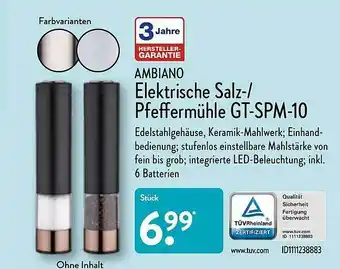 Aldi Nord Ambiano Elektrische Salz- Pfeffermühle Gt-spm-10 Angebot