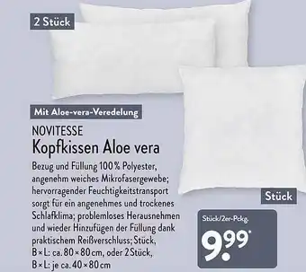 Aldi Nord Novitesse Kopfkissen Aloe Vera Angebot