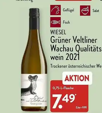 Aldi Nord Wiesel Grüner Veltliner Wachau Qualitäts Wein 2021 Angebot