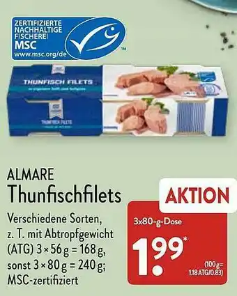 Aldi Nord Almare Thunfischfilets Angebot