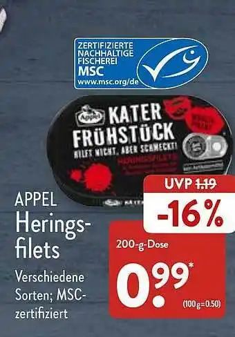 Aldi Nord Appel Herings-filets Angebot