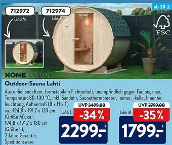 Aldi Süd Home Deluxe Outdoor-sauna Lahti Angebot