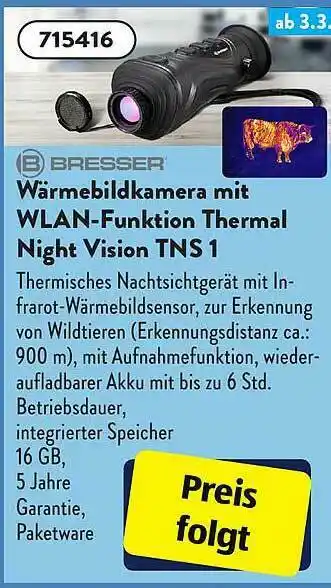 Aldi Süd Bresser Wärmebildkamera Mit Wlan-funktion Thermal Night Vision Tns 1 Angebot