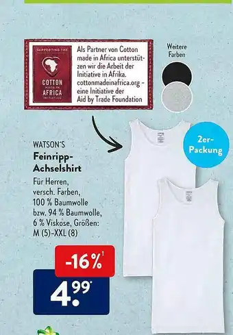 Aldi Süd Watson's Feinripp-achselshirt Angebot