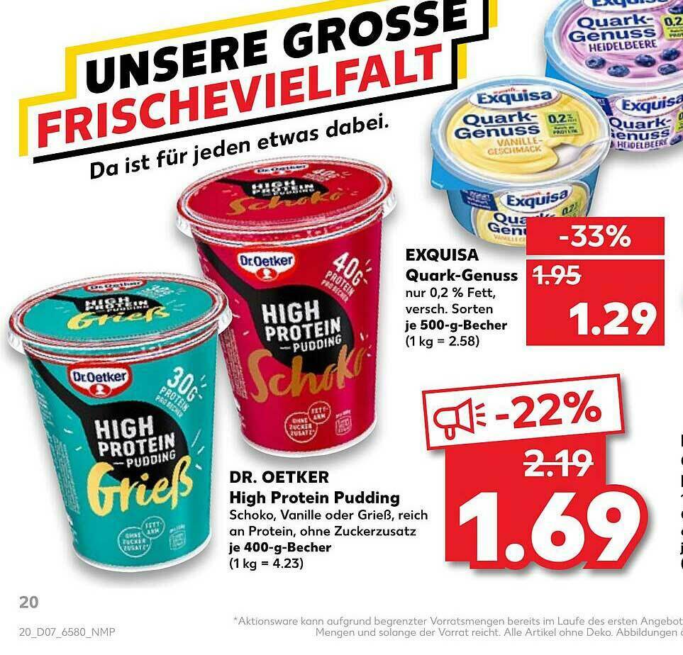 Exquisa Quarkgenuss Oder Dr Oetker High Protein Pudding Angebot bei