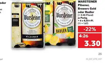 Kaufland Warsteiner Pilsener, Brewers Gold Oder Radler Angebot