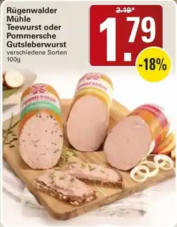 WEZ Rügenwalder Mühle Teewurst oder Pommerische Gutsleberwurst Angebot