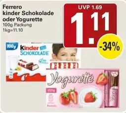 WEZ Ferrero Kinder Schokolade oder Yogurette Angebot