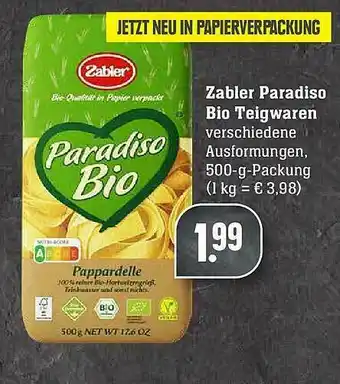 E-Center Zabler Paradiso Bio Teigwaren Angebot