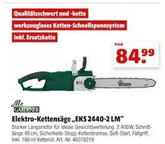 Hagebau Mr Gardener Elektro-kettensäge „eks 2440-2 Lm“ Angebot