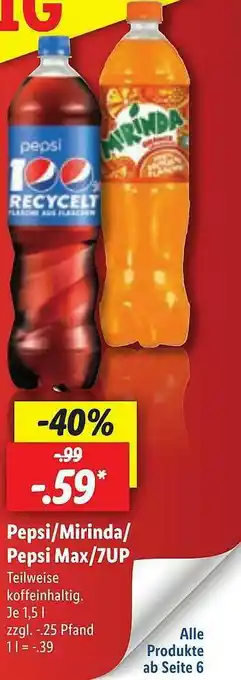 Lidl Pepsi Mirinda Pepsi Max 7up Angebot