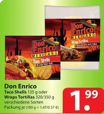 Famila Nord Ost Don Enrico Taco Shells 135g oder Wraps Tortillas 320/350g Angebot