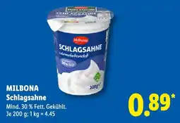 Lidl MILBONA Schlagsahne Angebot