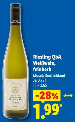 Lidl Riesling QbA, Weißwein, feinherb Angebot