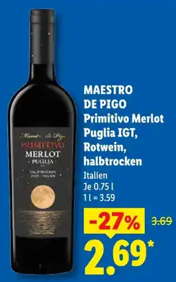 Lidl MAESTRO DE PIGO Primitivo Merlot Angebot