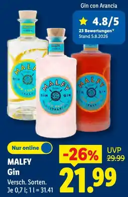 Lidl MALFY Gin Angebot