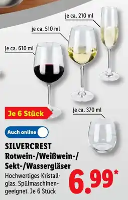 Lidl SILVERCREST Rotwein-/Weißwein-/Sekt-/Wassergläser Angebot