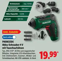 Lidl PARKSIDE Akku-Schrauber 4 V mit Tauschaufsätzen Angebot