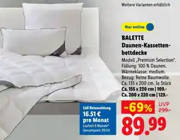 Lidl BALETTE Daunen-Kassettenbettdecke Angebot
