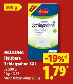 Lidl Milbona Haltbare Schlagsahne XXL Angebot