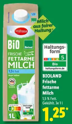 Lidl BIOLAND Frische fettarme Milch Angebot