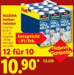 Lidl MILBONA Haltbare Vollmilch Angebot