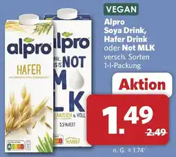 Combi Alpro Soya Drink, Hafer Drink oder Not MLK Angebot