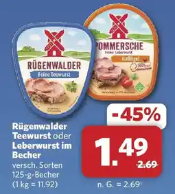 Combi Rügenwalder Teewurst oder Leberwurst im Becher Angebot