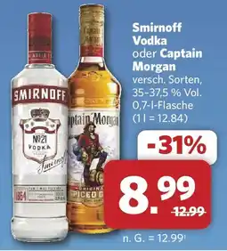 Combi Smirnoff Vodka oder Captain Morgan Angebot