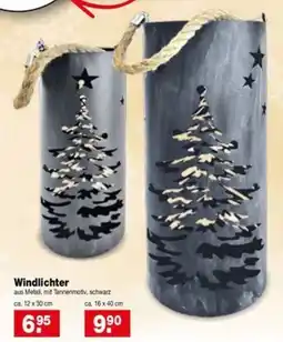 Krümet Sonderposten Windlichter aus Metall, mit Tannenmotiv, schwarz Angebot