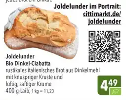 CITTI Markt Joldelunder Bio Dinkel-Ciabatta Angebot
