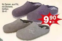 Krümet Sonderposten Damen Filz-Slippers mit Stickerei Angebot