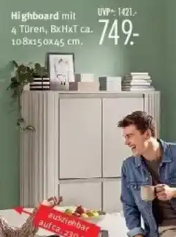 Trends Möbel Highboard mit 4 Türen Angebot