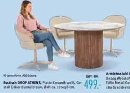 Trends Möbel Esstisch DROP ATHENS, Platte Keramik weiß, Gestell Dekor dunkelbraun Angebot