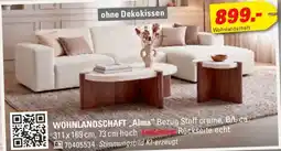 Höffner WOHNLANDSCHAFT „Alma“ Bezug Stoff creme Angebot