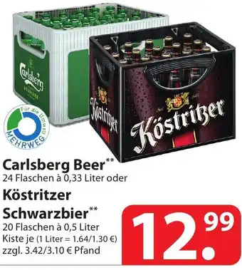 Famila Nord Ost Carlsberg Beer 24x0,33L oder Köstritzer Schwarzbier 20x0,5L Angebot