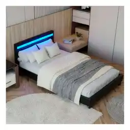Netto Marken-Discount Juskys Polsterbett Paris 120 x 200 cm – Bett mit LED-Beleuchtung, Lattenrost & Kopfteil Schwarz Angebot