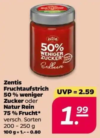 NETTO Zentis Fruchtaufstrich 50% weniger Zucker oder Natur Rein 75% Frucht 200-250g Angebot